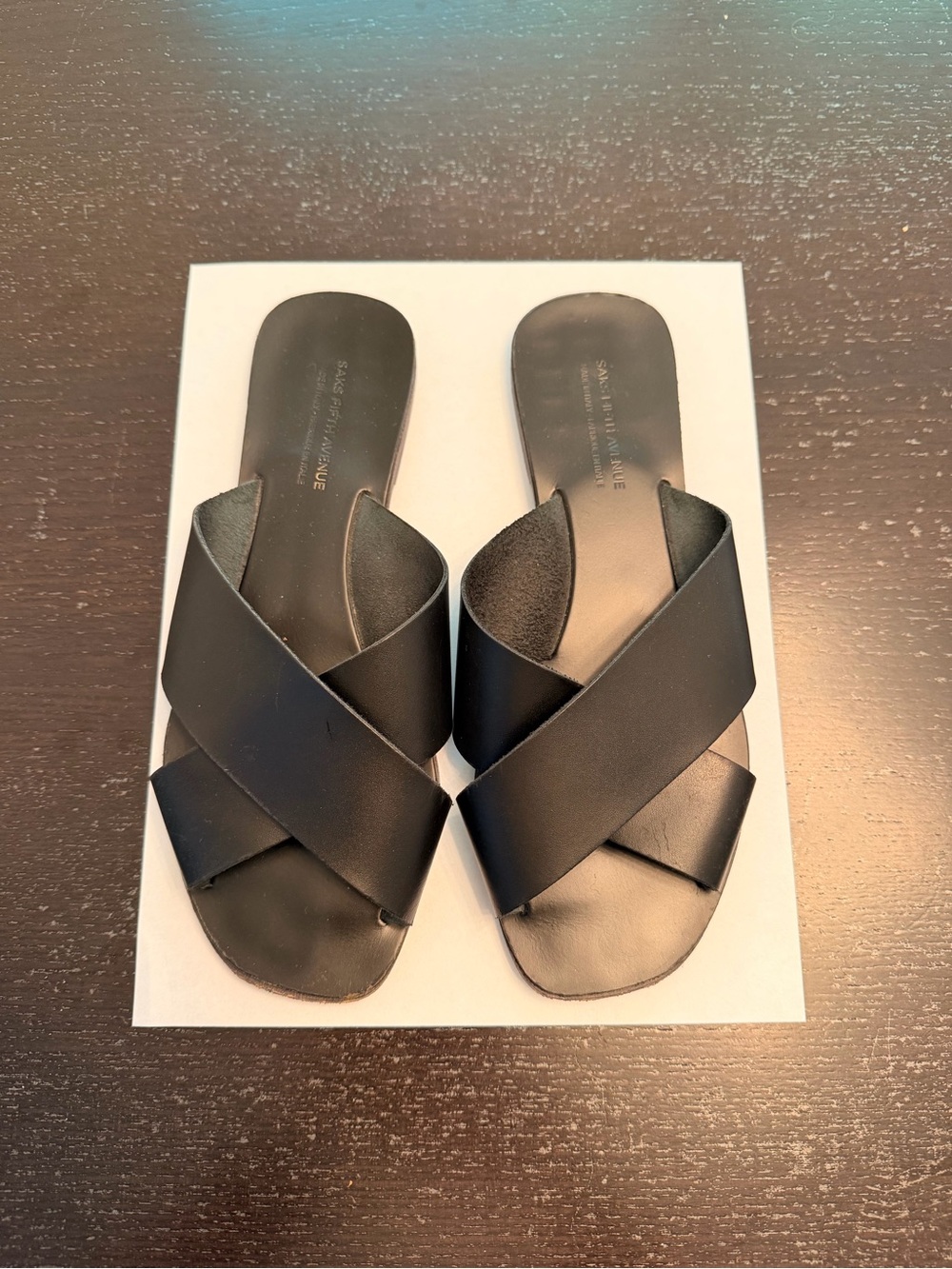 Saks Fifth Avenue Black Crisscross Slide Sandals - Women